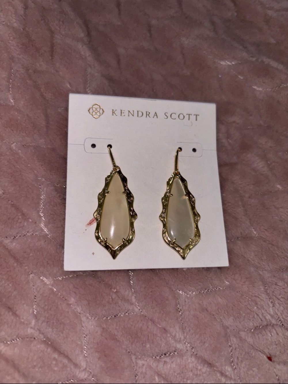 Kendra Scott Gold and Cream Teardrop Dangle Earrings NWT